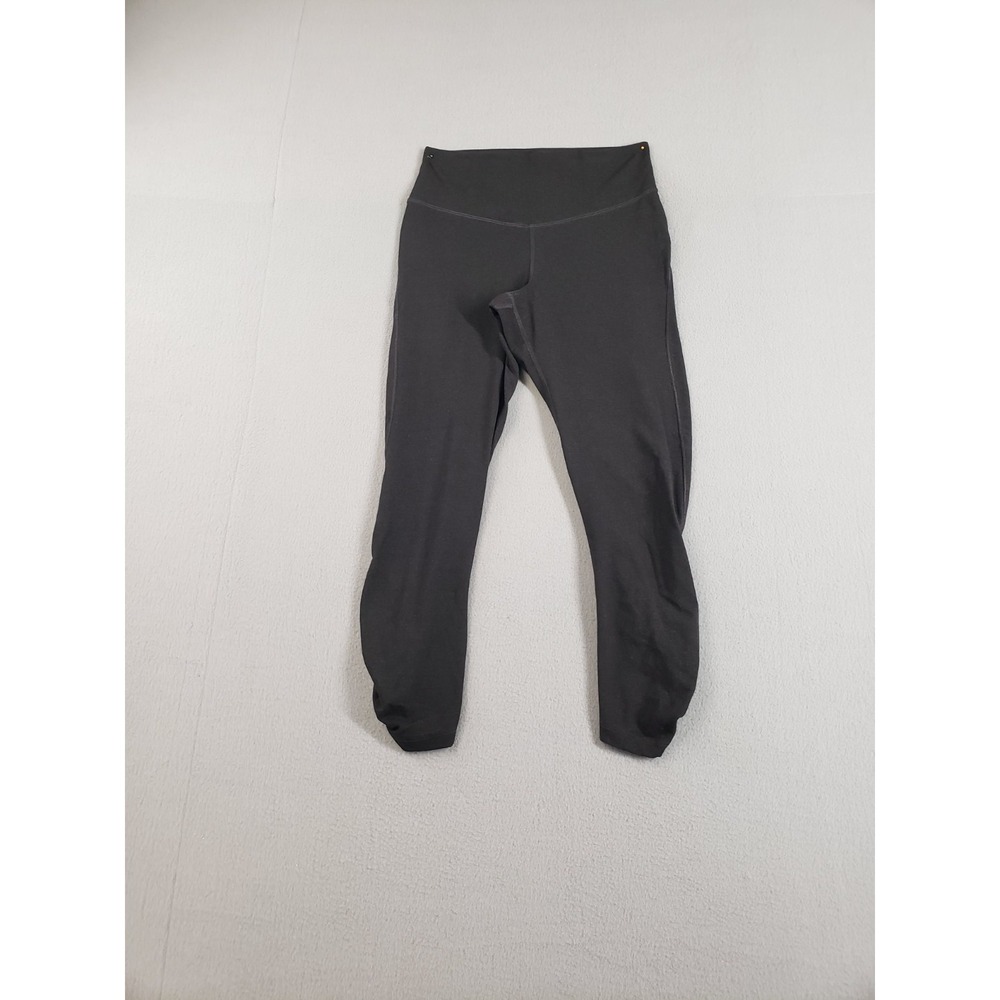 Old Navy Active Women Leggings M Black Elastic Waist Ruched Leg Logo Activewear